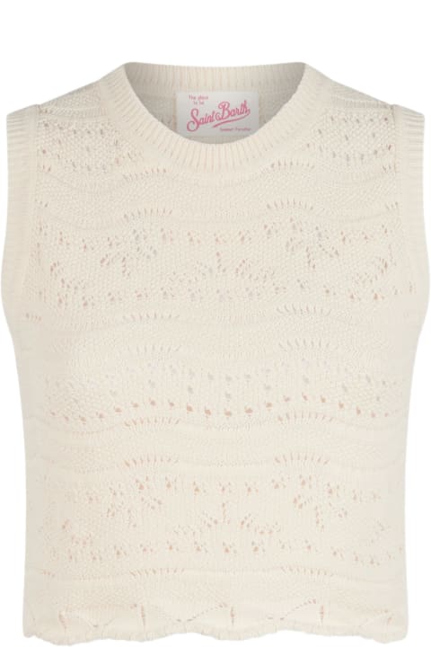 Homeware MC2 Saint Barth Woman Sleeveless Cotton Knit Top Peach
