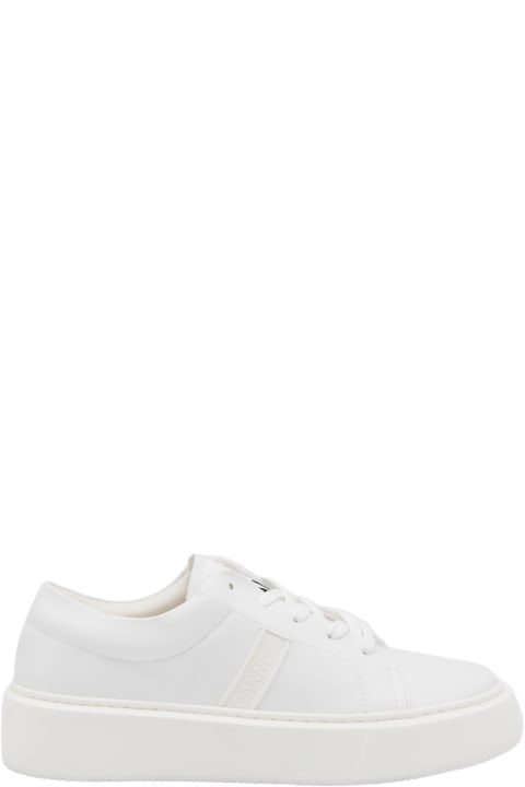 Ganni Sneakers for Women Ganni White Faux Leather Sporty Sneakers