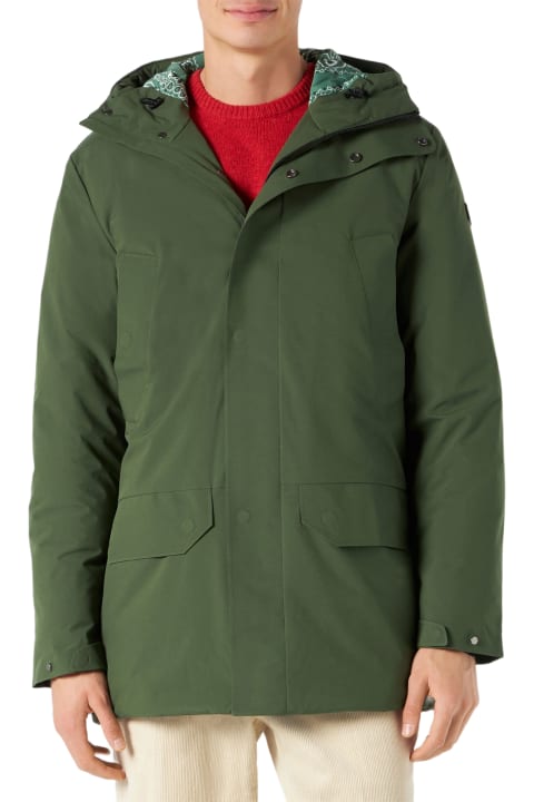 MC2 Saint Barth Coats & Jackets for Men MC2 Saint Barth Man Hooded Parka With Military Green Bandanna Print