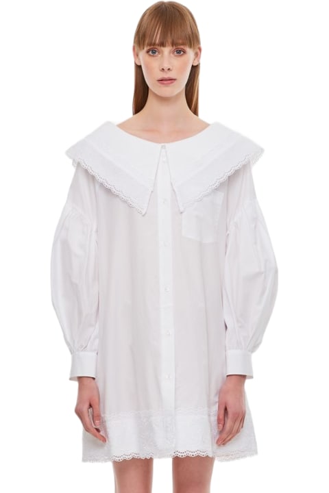 Simone Rocha Dresses for Women Simone Rocha Short Open Neck Signature Sleeve Shirt Dress W/trim