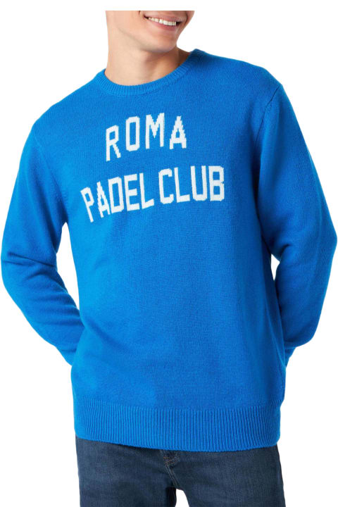 Fashion for Men MC2 Saint Barth Man Sweater With Roma Padel Club Jacquard Print