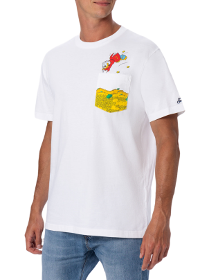MC2 SAINT BARTH Austin cotton T-shirt エムシーツー Cotton t-shirt Austin with embroidery and watch print – MC2