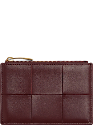 ■BOTTEGA VENETA■ Cassette Zipper Card Holder Mather Brown Bottega Veneta Cassette Zipped Card Holder - Brown