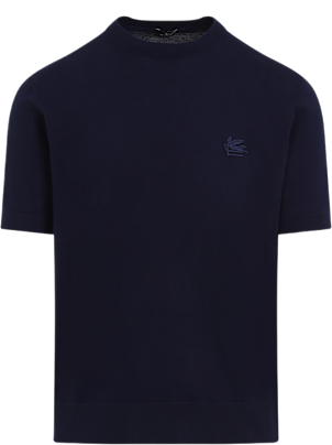 Tシャツ・カットソー ETRO FINE JERSEY T-SHIRT WITH DECORATIVE LINKING Etro Fine Jersey T-shirt With Decorative Linking In Blue