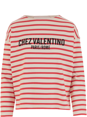 【関税込み】VALENTINO long-sleeve striped cotton t-shirt Valentino Long Sleeve Cotton T-shirt With Striped Pattern