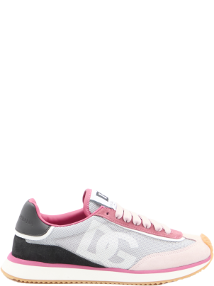 【関税＆送料込み】Dolce & Gabbana 'Aria' Pink Running Snea DOLCE&GABBANA Aria printed suede and leather-trimmed mesh