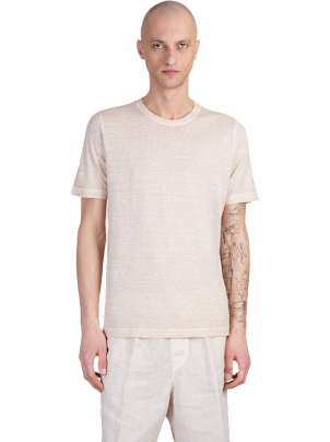 Tシャツ・カットソー 120% LINO Men T-shirt Beige 32ALIM7186000E90832ALIM S00095 Crew Neck T-Shirt – 120percento Lino USA
