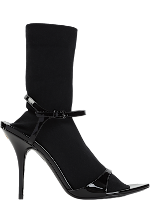 サンダル・ミュール BALENCIAGA BLACK LEATHER AVENUE SOCK SANDALS Balenciaga: Black Avenue Sock 110 Heeled Sandals | SSENSE