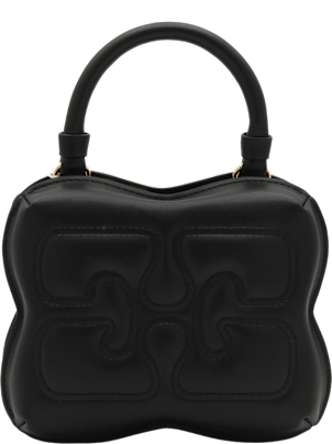 Ganni Black Leather Small Butterfly Crossbody Bag | italist