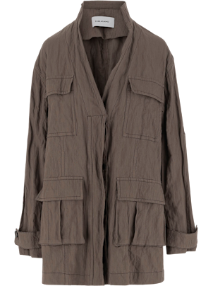 【送料&関税込】Ferragamo Cotton Ruched Effect Jacket Salvatore Ferragamo Cotton Ruched Effect Jacket | ShopSimon