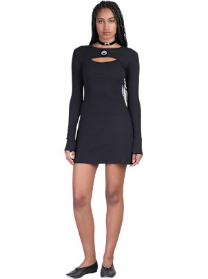ワンピース MARINE SERRE REGENERATED LOZENGE KNIT FITTED DRESS Marine Serre Regenerated lozenge-knit Midi Dress | Brown