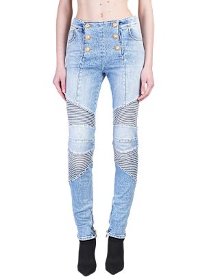 BALMAIN ハネルテニムスカト EF1LBA56DF25 SMS BALMAIN(バルマン) 加工デニムパンツW7H9008T133 W7H9008T133