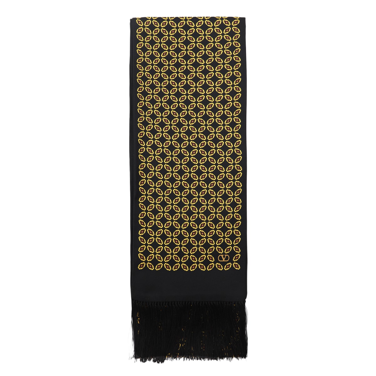 アクセサリーその他 VALENTINO GARAVANI FRINGED SILK BANDEAU CHAMBER SCARF Chamber Silk Bandeau Scarf With Fringe for Man in Black