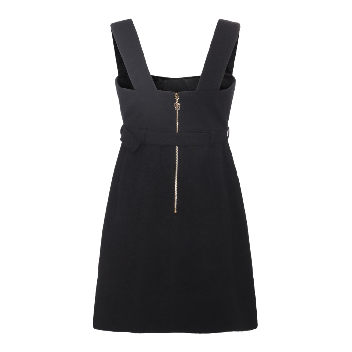 black cotton-viscose blend corsage dress