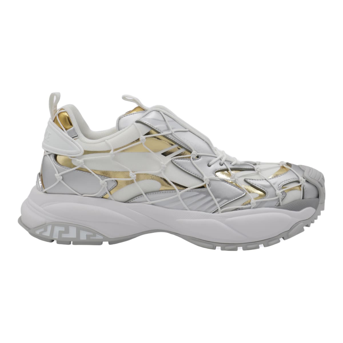 スニーカー VERSACE WHITE, GREY AND GOLD-TONE CANVAS SNEAKERS Versace White, Grey And Gold-tone Canvas Sneakers | italist