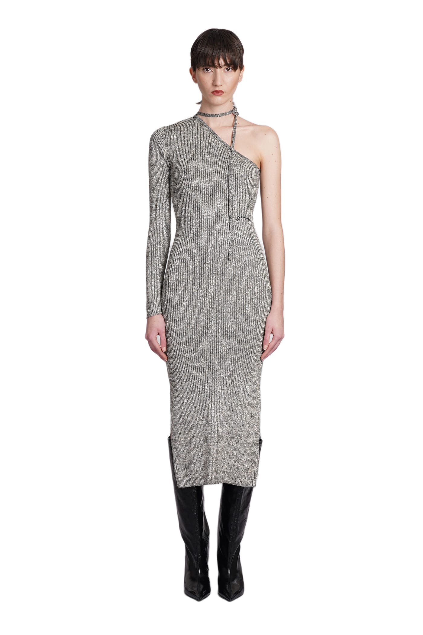 dress in silver polyester