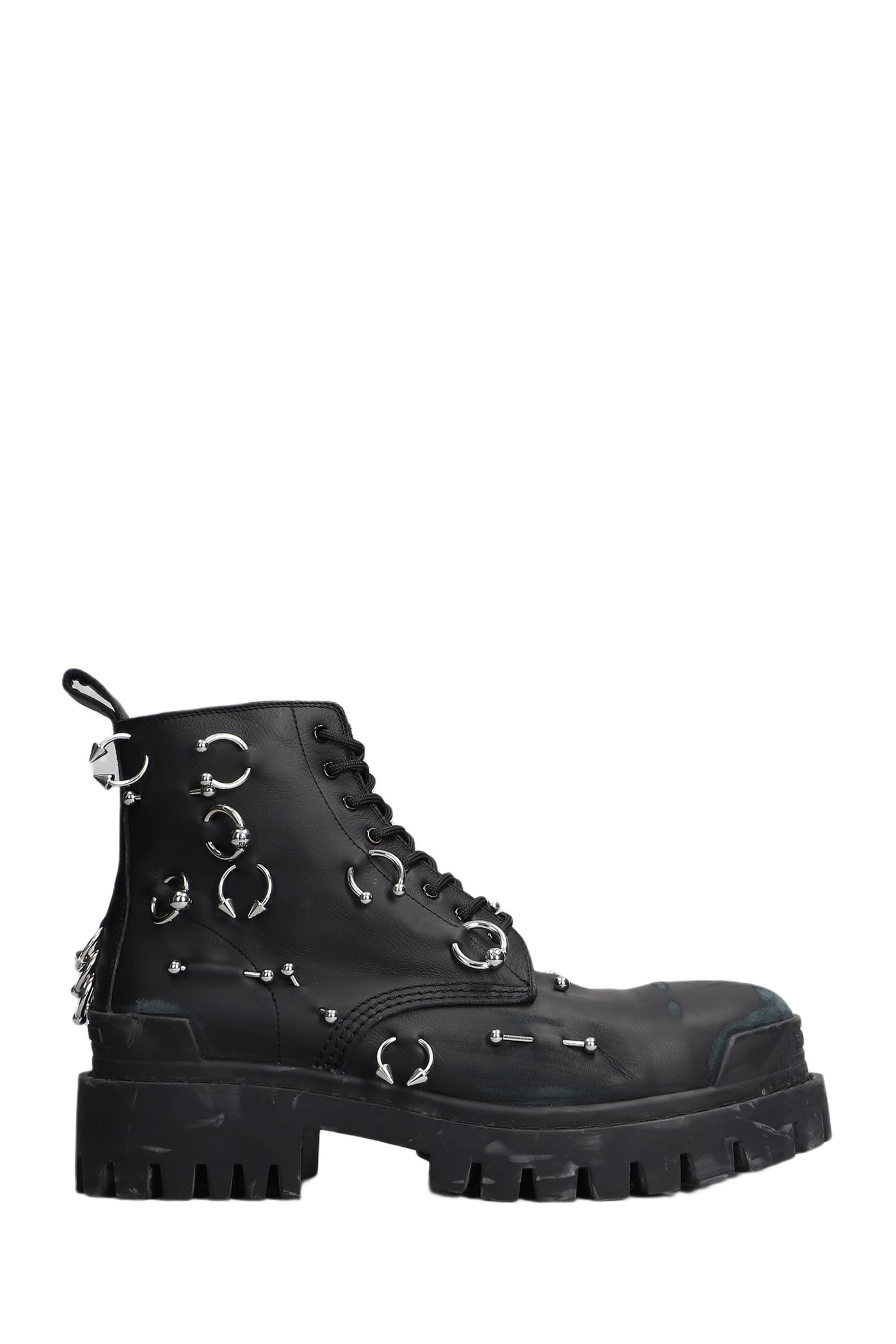 バレンシアガ　Balenciaga strike combat boots 40 Strike leather platform combat boots in black - Balenciaga