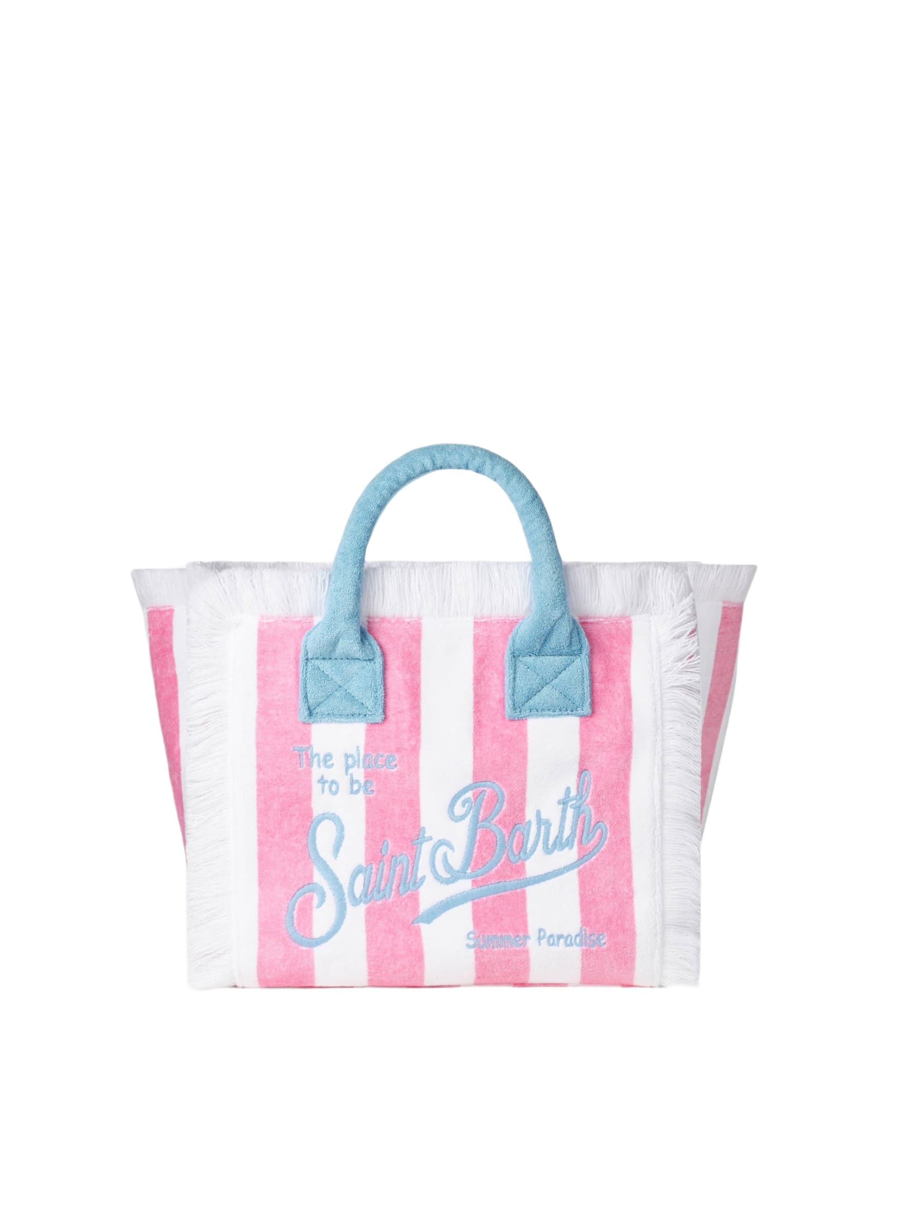 MC2 Saint Barth Colette Terry Handbag With White And Pink Stripes