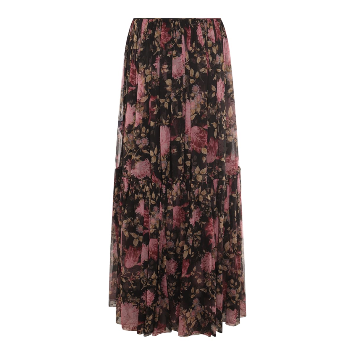【CHLOE】BLACK MULTICOLOR SILK SKIRT Chloé Black Multicolor Silk Skirt | italist