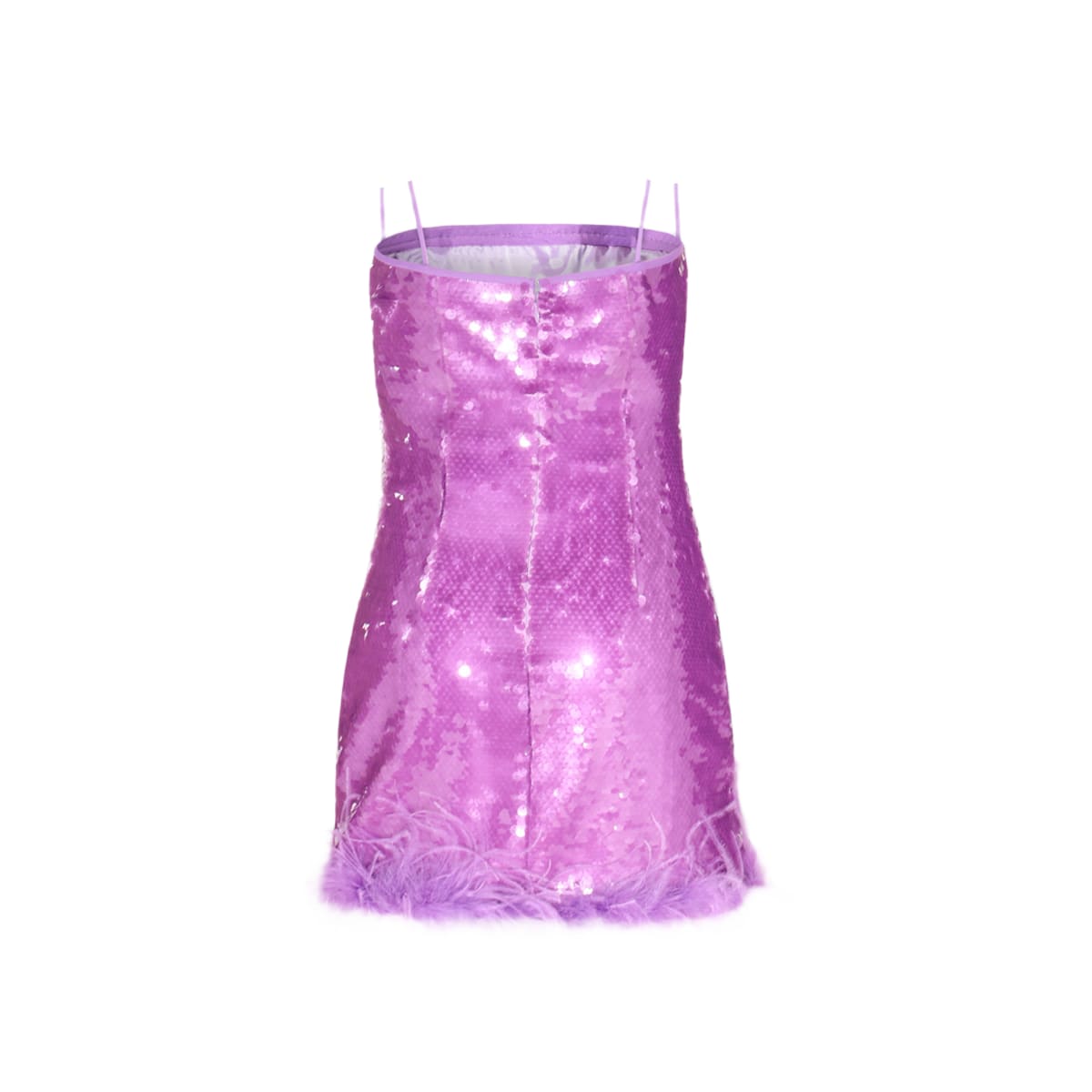 purple paillettes and plumetis mini dress