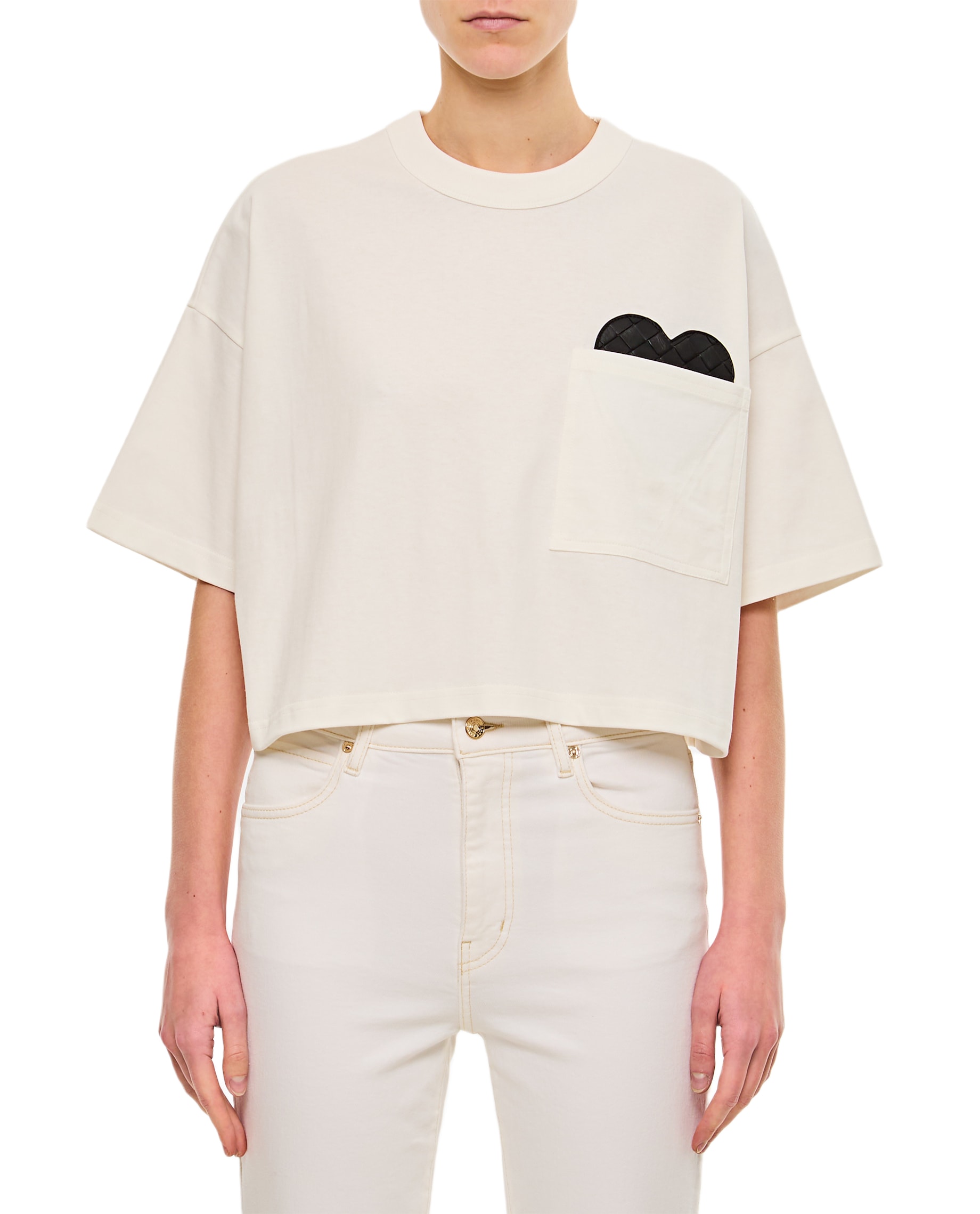 Tシャツ・カットソー BOTTEGA VENETA CROPPED COTTON T-SHIRT Bottega Veneta Heart Intrecciato Cropped Cotton Jersey T