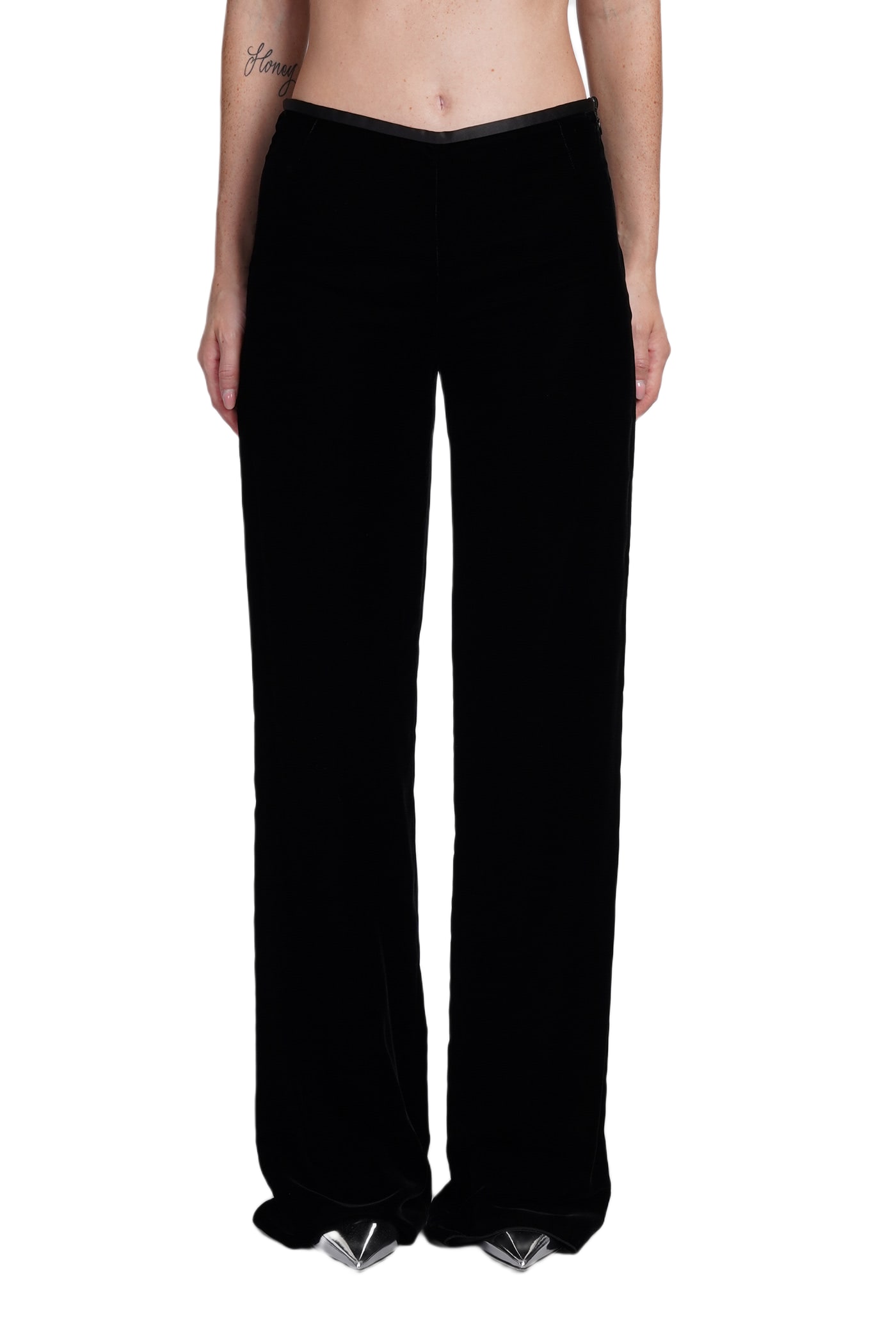 00s EMPORIO ARMANI co×viscose pants BLK Emporio Armani Pants In Black Viscose | italist