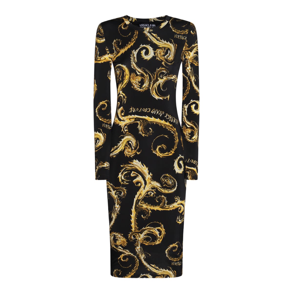 black and gold viscose dress