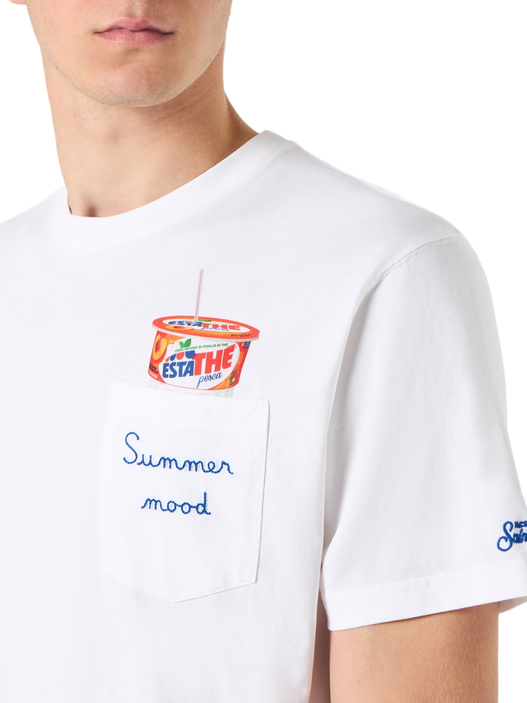 MC2 Saint Barth Man Cotton T-shirt With Estathé Print