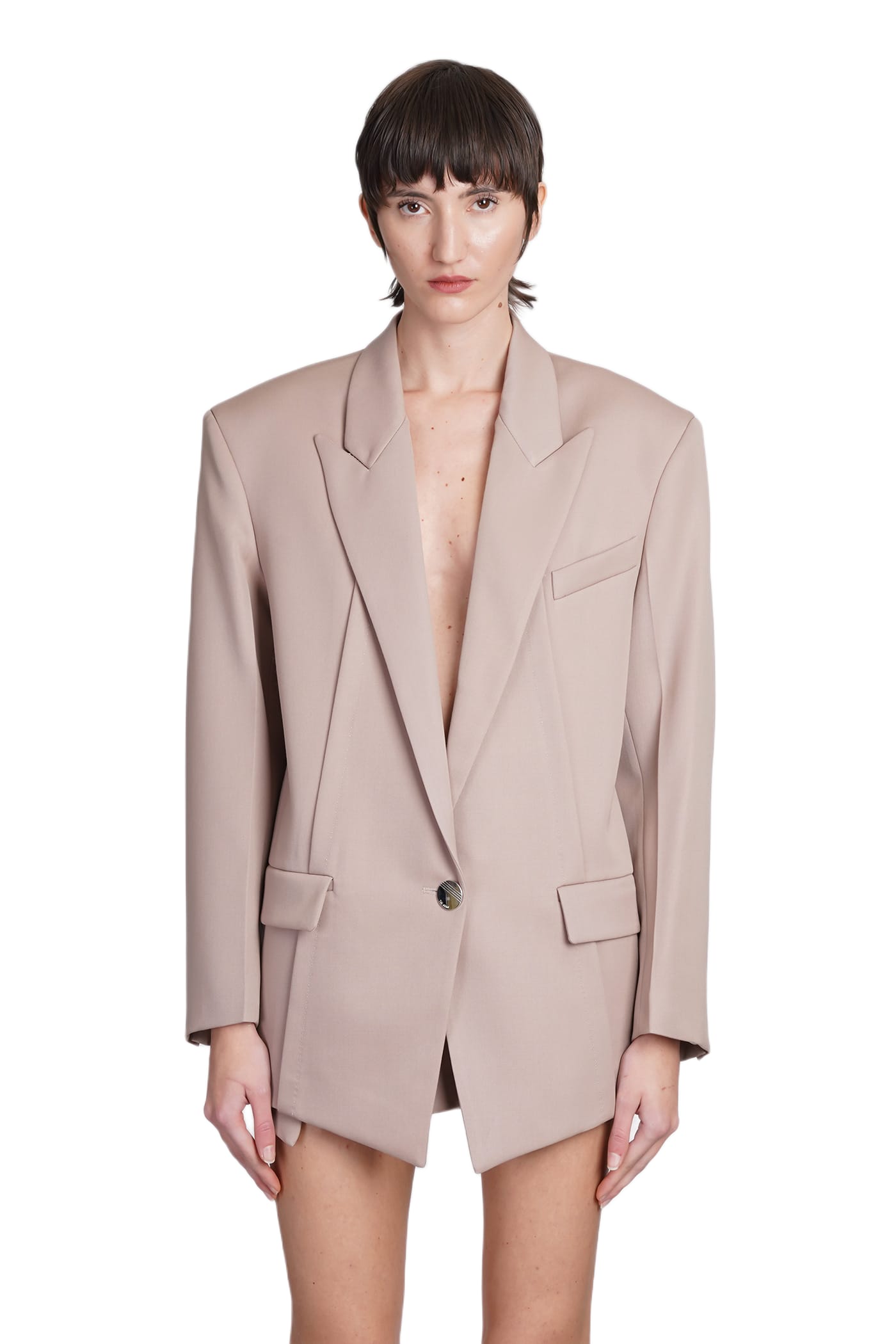 アウターその他 THE ATTICO Woman Blazer Gnawed Blue 237WCG26W041 258 The Attico Outlet: blazer in virgin wool - Gnawed Blue | The