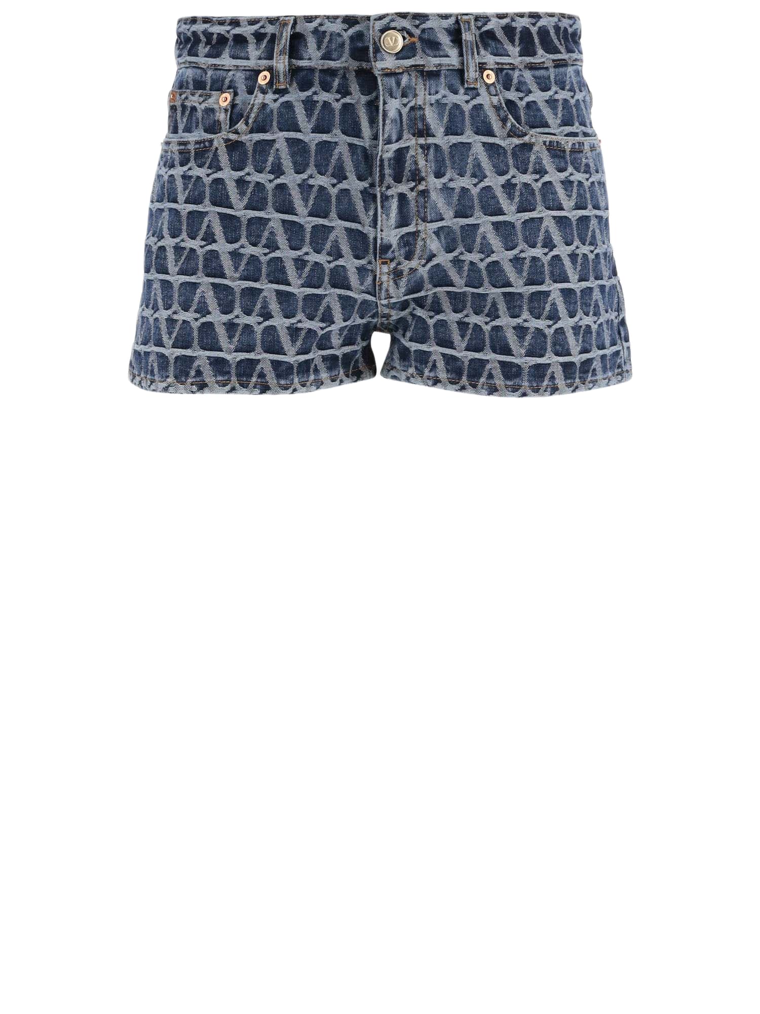 ショートパンツ VALENTINO Toile Iconographe denim shorts (4B3DD17M8CU 558) Valentino Iconographe Denim Toile Shorts | italist