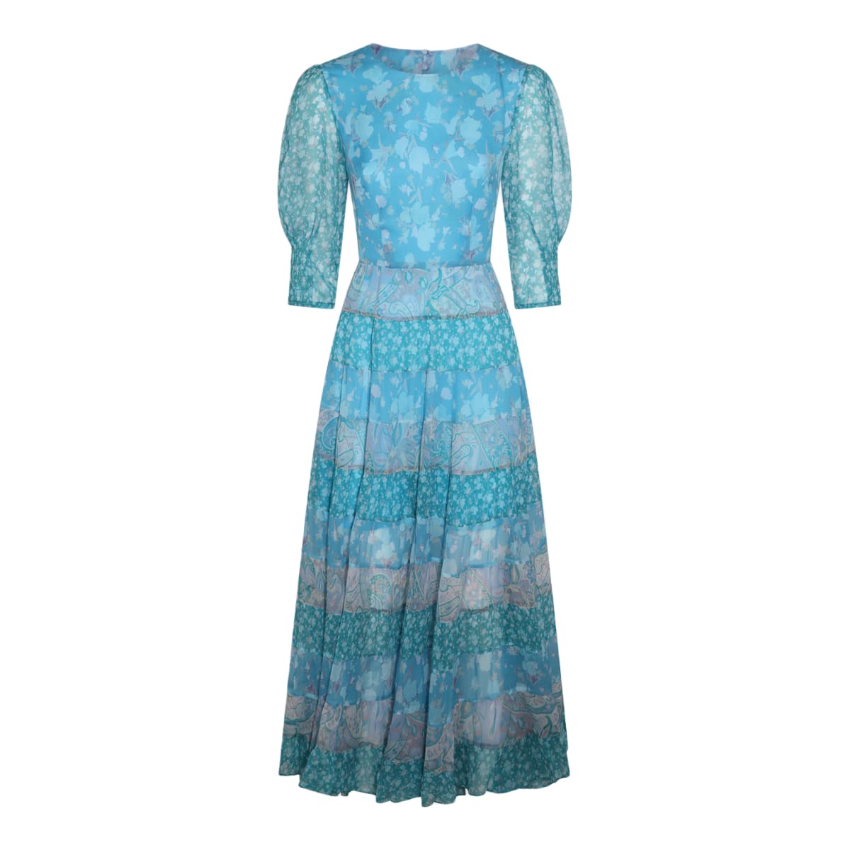 havana floral blue mix viscose agyness dress