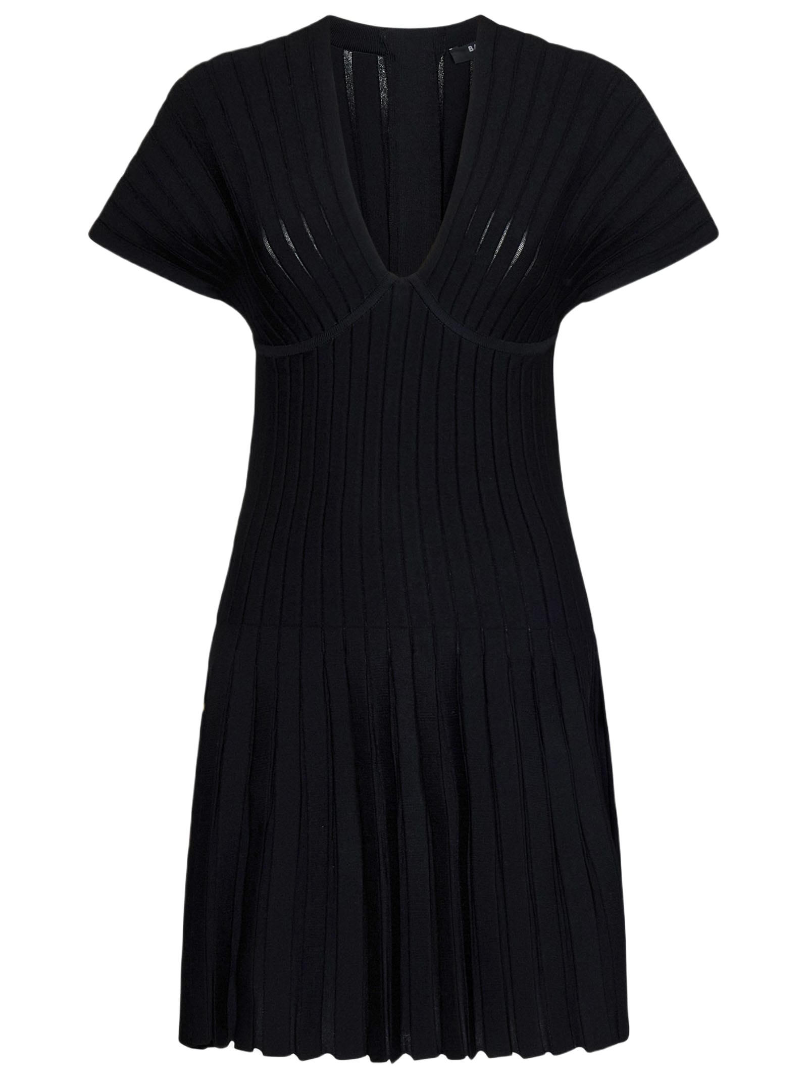 short sleeves pleated knit dress