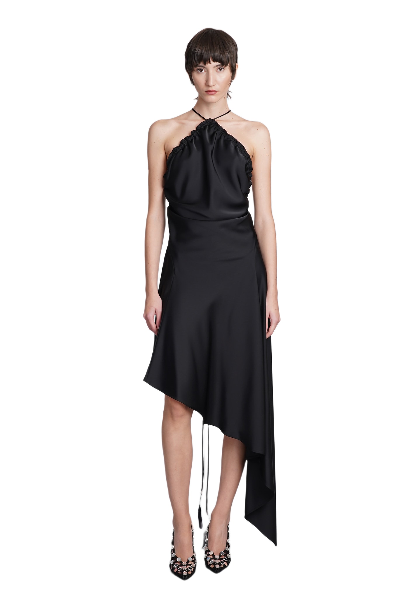 asymmetric satin dress