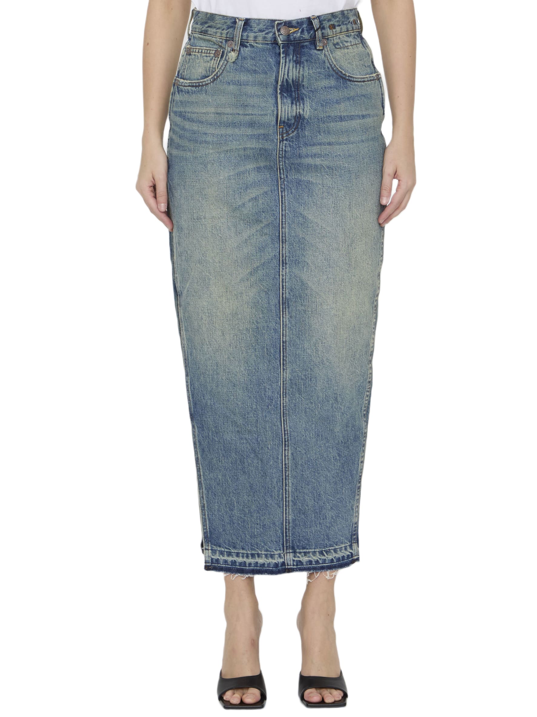 【関税込み】R13 'Devon Side Slit' skirt DEVON SIDE SLIT SKIRT - CLINTON BLUE – R13