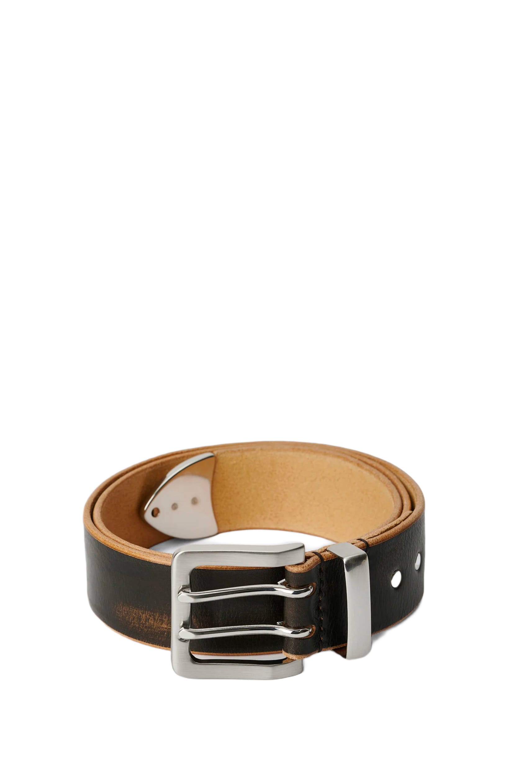 Our Legacy 4 Cm Double Tongue Belt Vintage black leather belt - 4