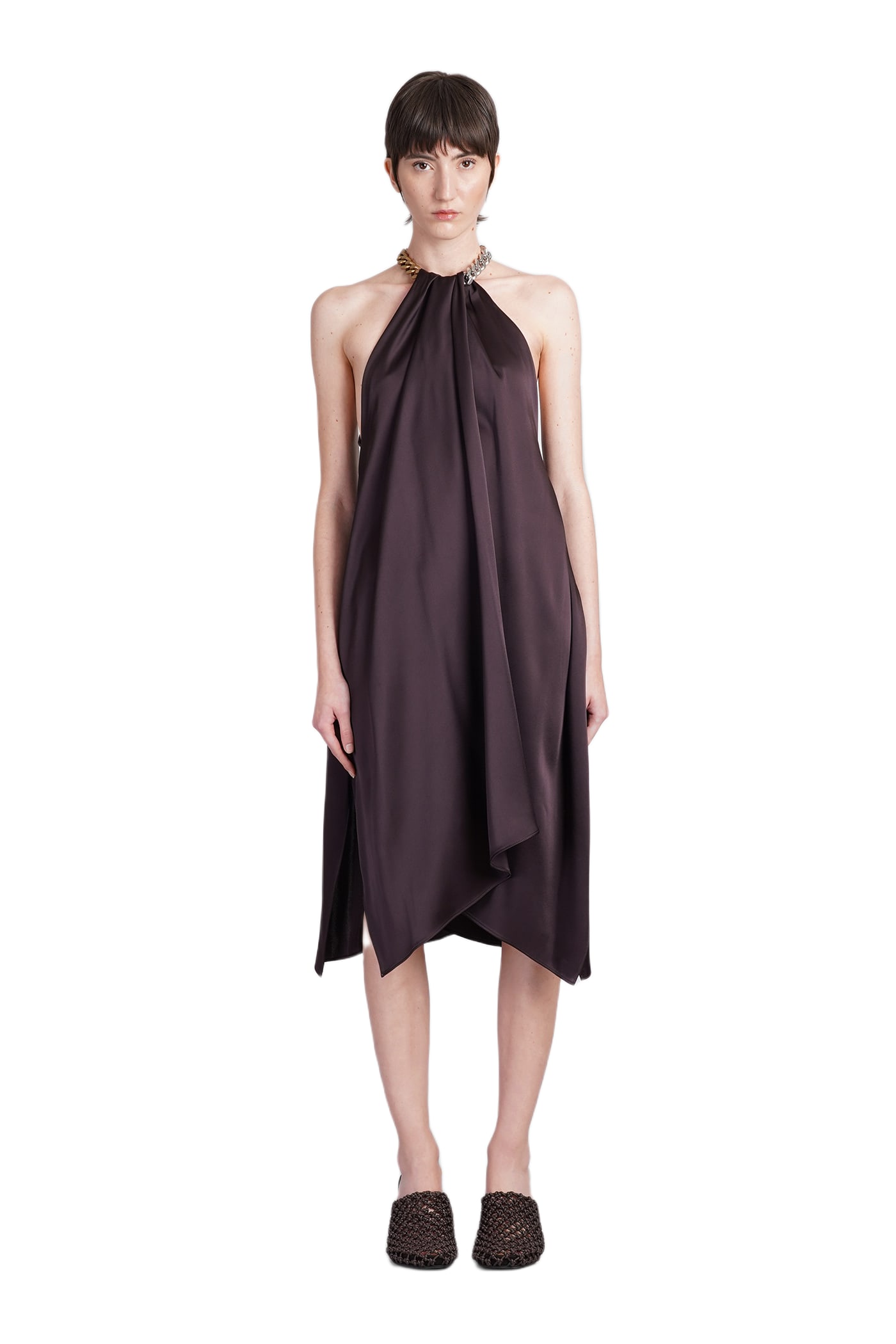 dress in brown acetate