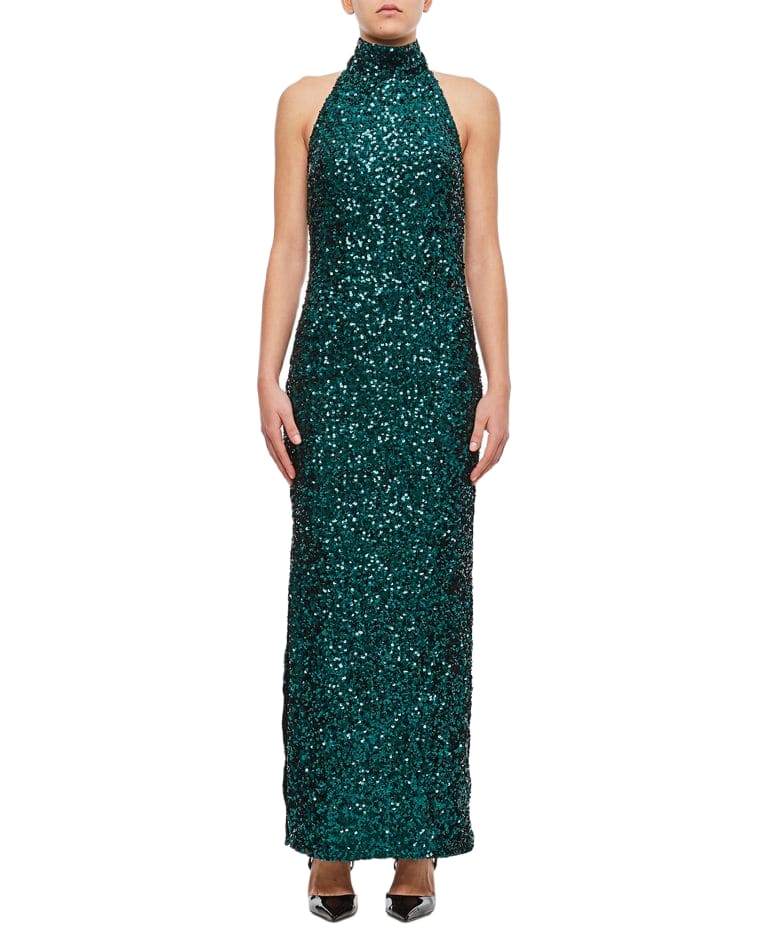 halterneck dress with all-over paillettes