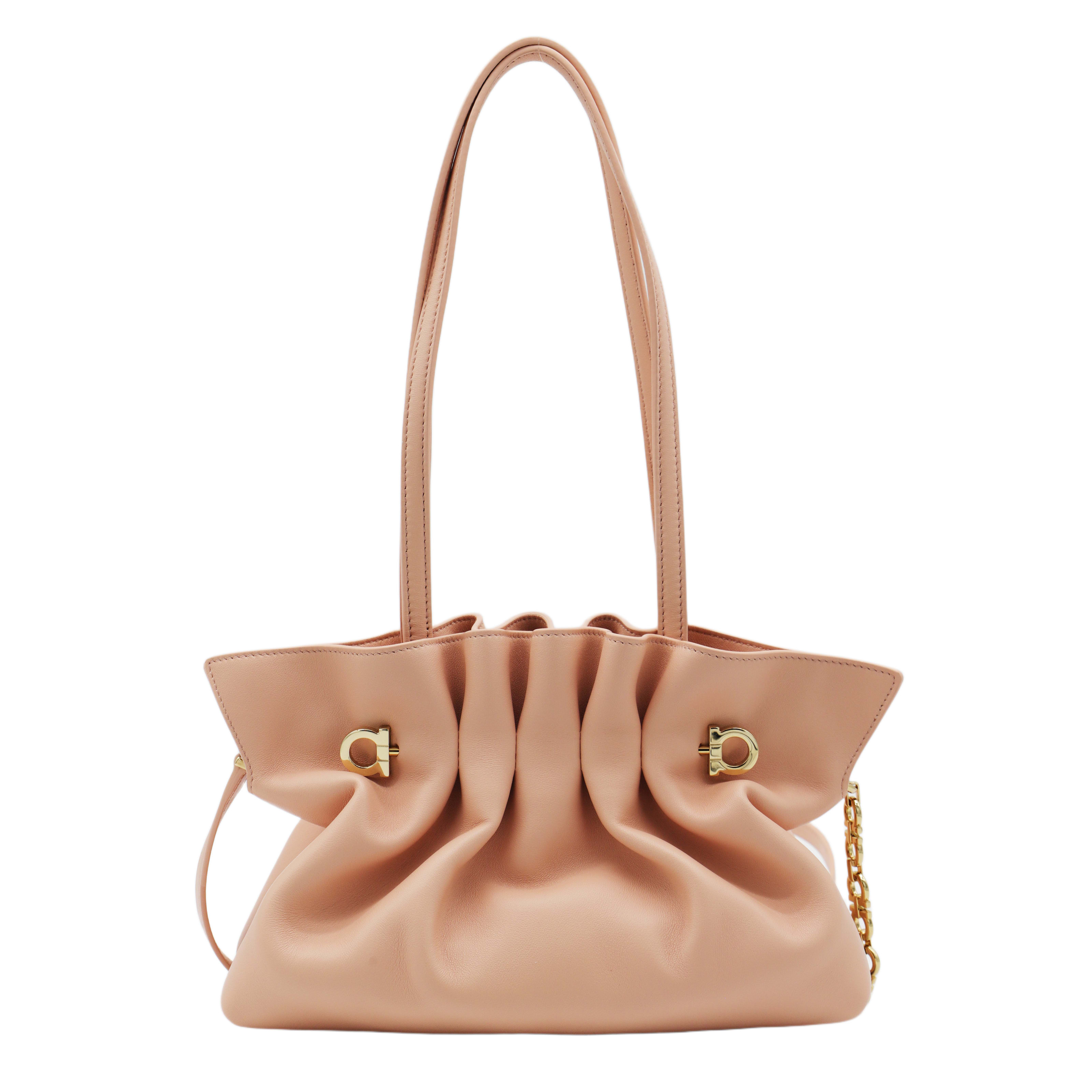 ハンドバッグ FERRAGAMO LIGHT PINK PIERCING S LEATHER TOP HANDLE BAG Ferragamo Light Pink Piercing S Leather Top Handle Bag