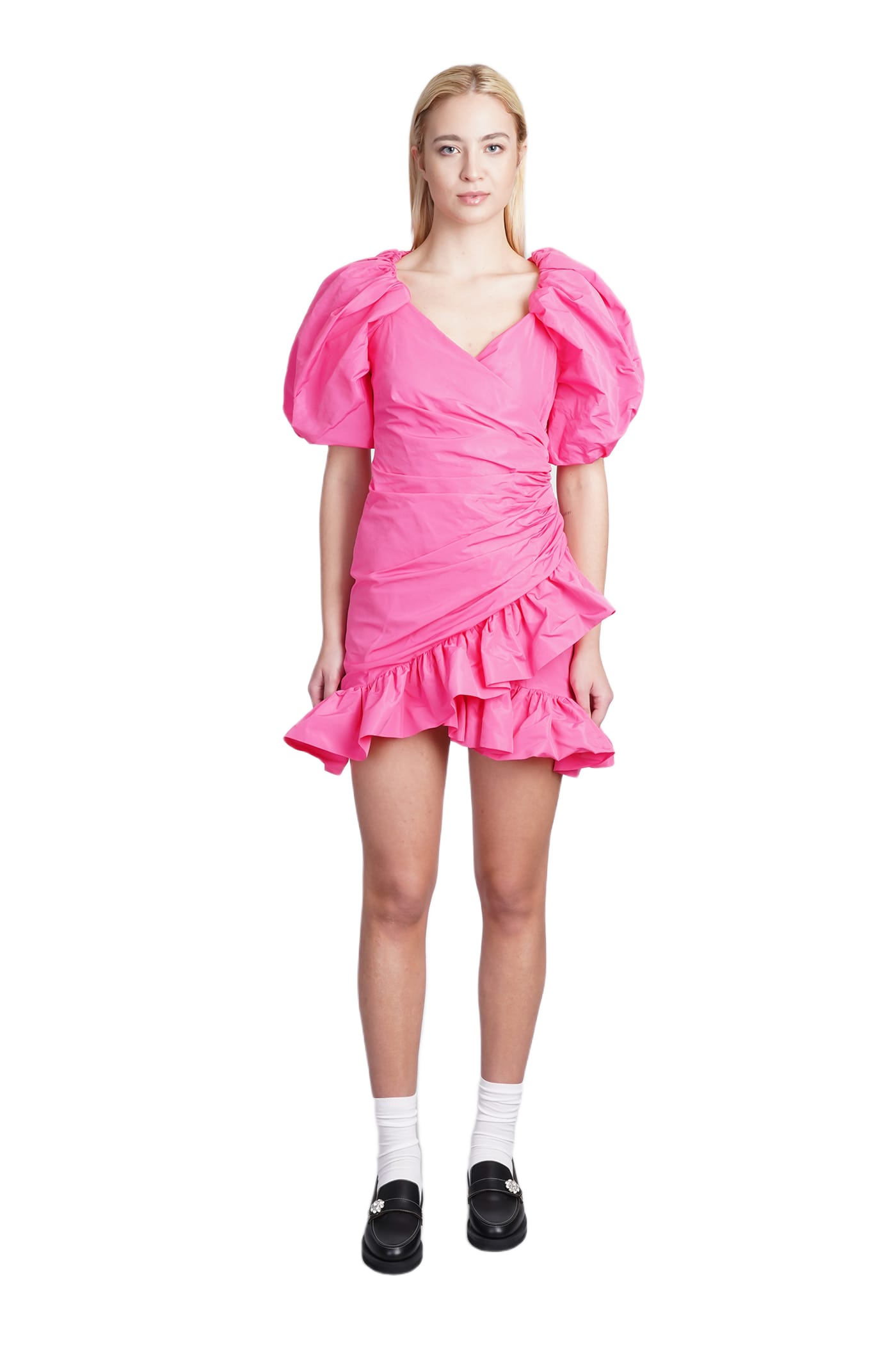 dress in fuxia polyester