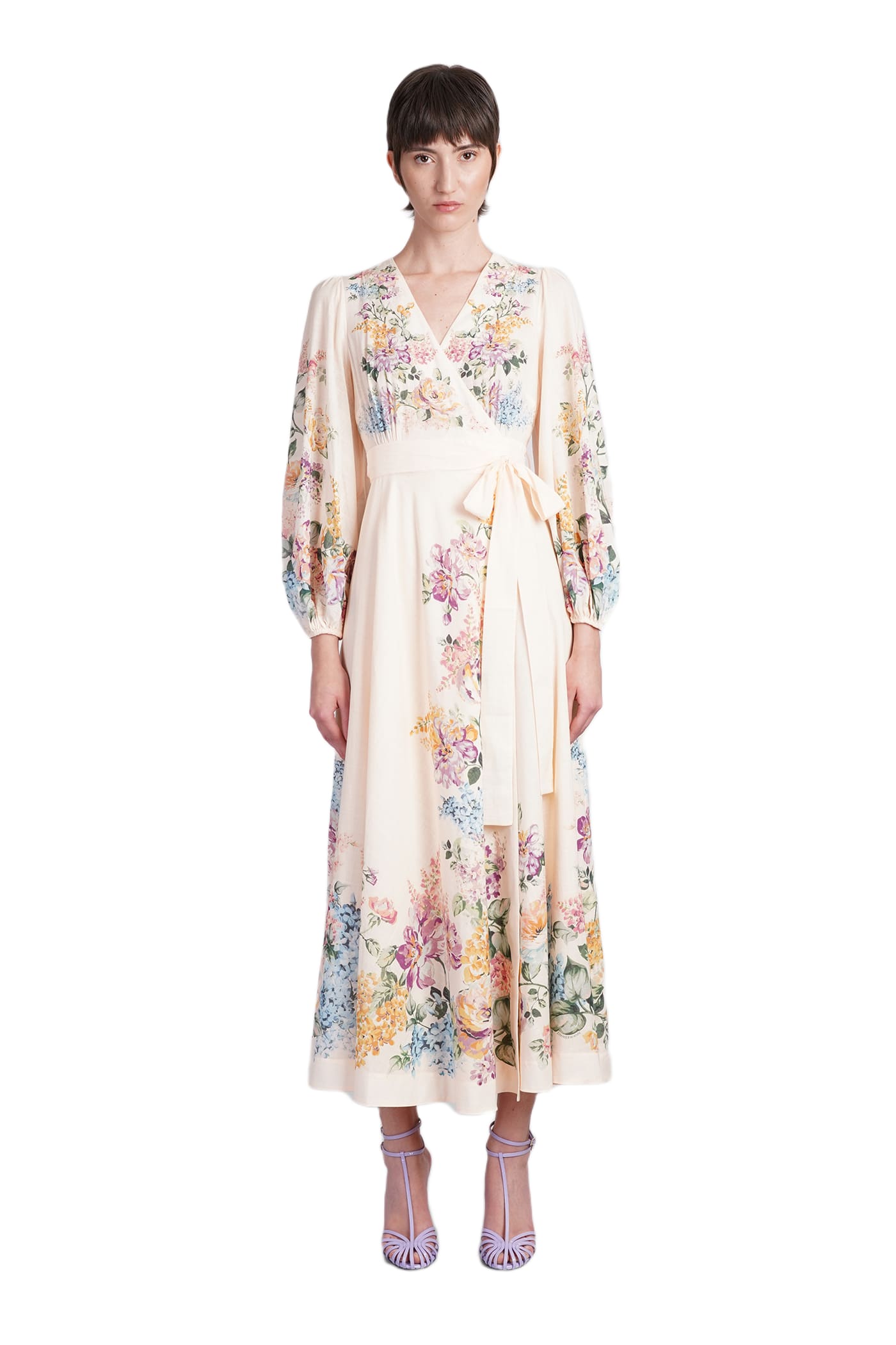 パーティードレス ZIMMERMANN halliday midi wrap dress with pockets 1408DSS241 Zimmermann Halliday Tiered Wrap Midi Dress Floral Size 3