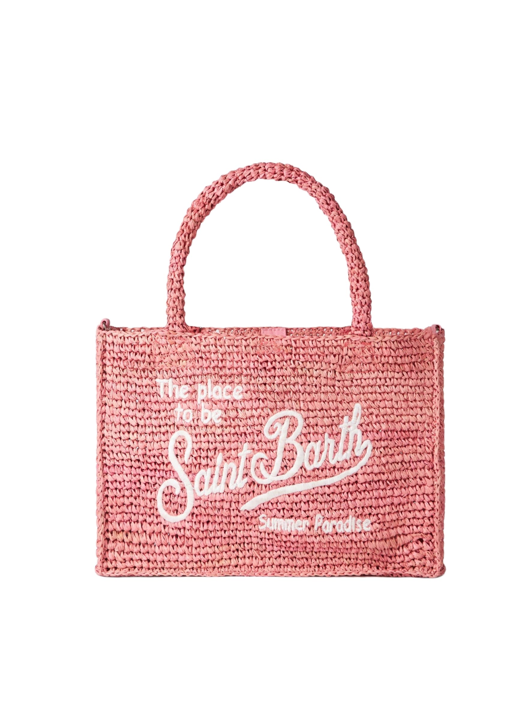 MC2 Saint Barth Colette Pink Raffia Handbag With Saint Barth