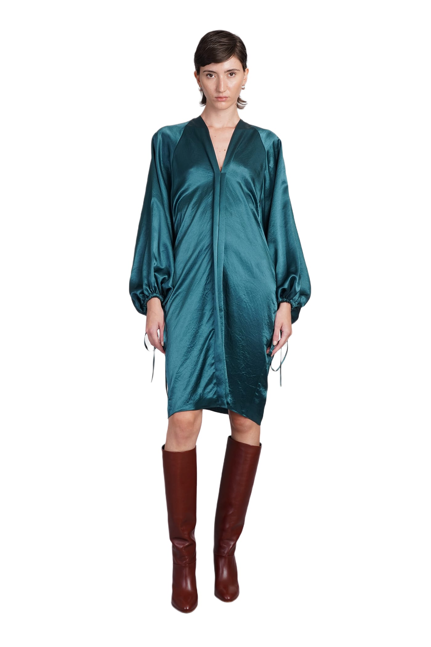 dress in green acetate