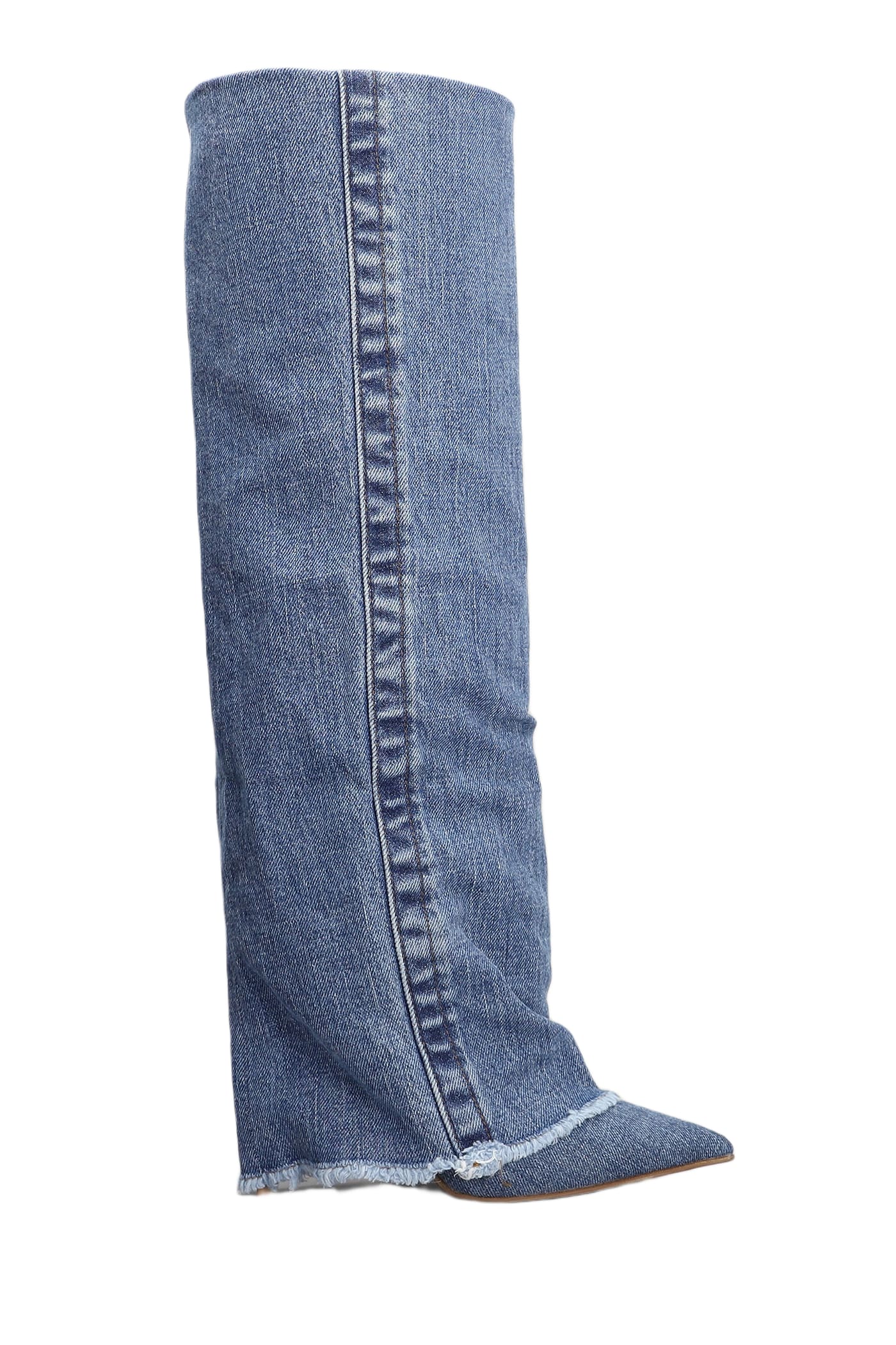 Le Silla Andy 120 High Heels Boots In Blue Denim | italist
