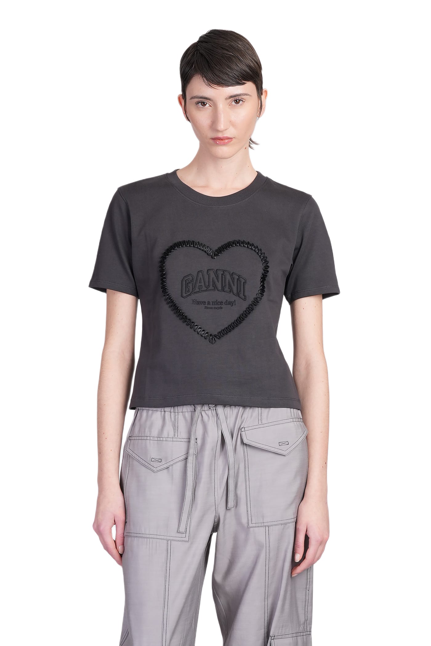Ganni T-shirt In Black Cotton | italist