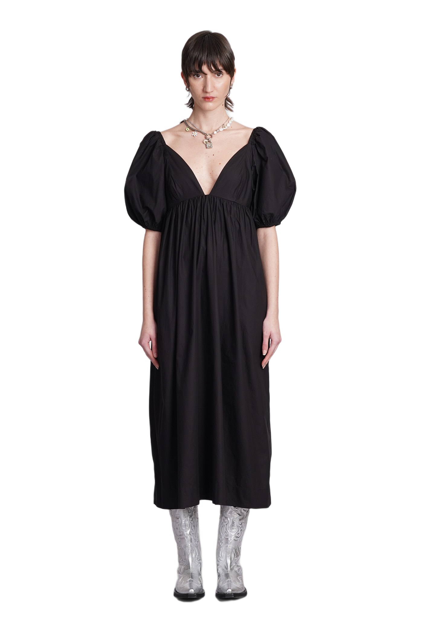 Ganni Dress In Black Cotton | italist
