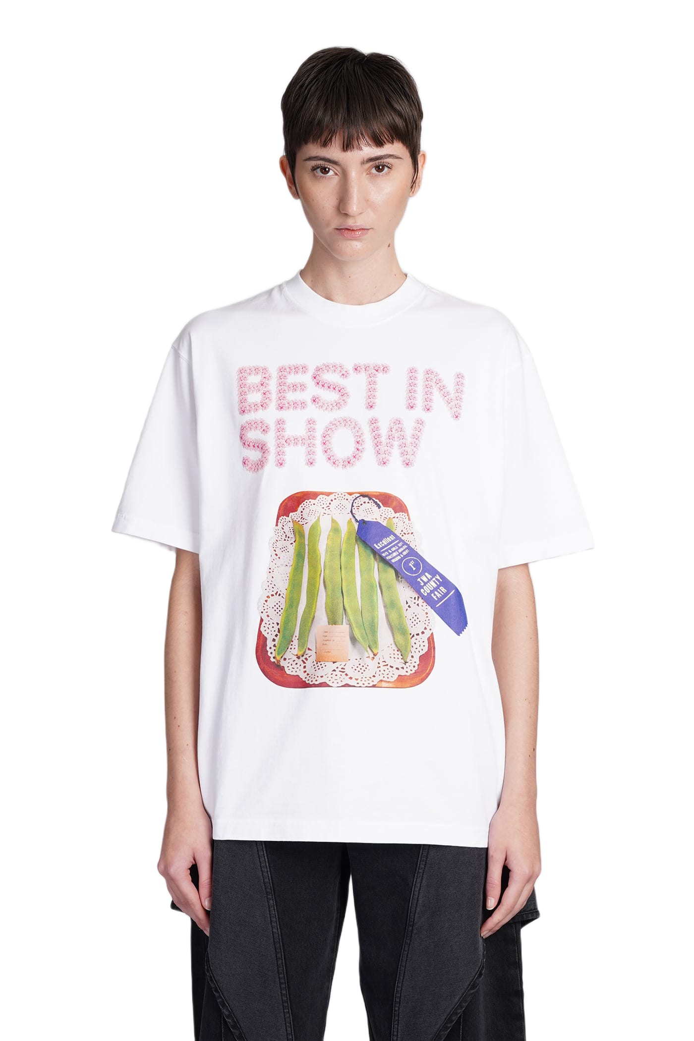 Tシャツ・カットソー JW ANDERSON White Tulle Top JW Anderson Logo T-shirt | Women's Clothing | Vitkac