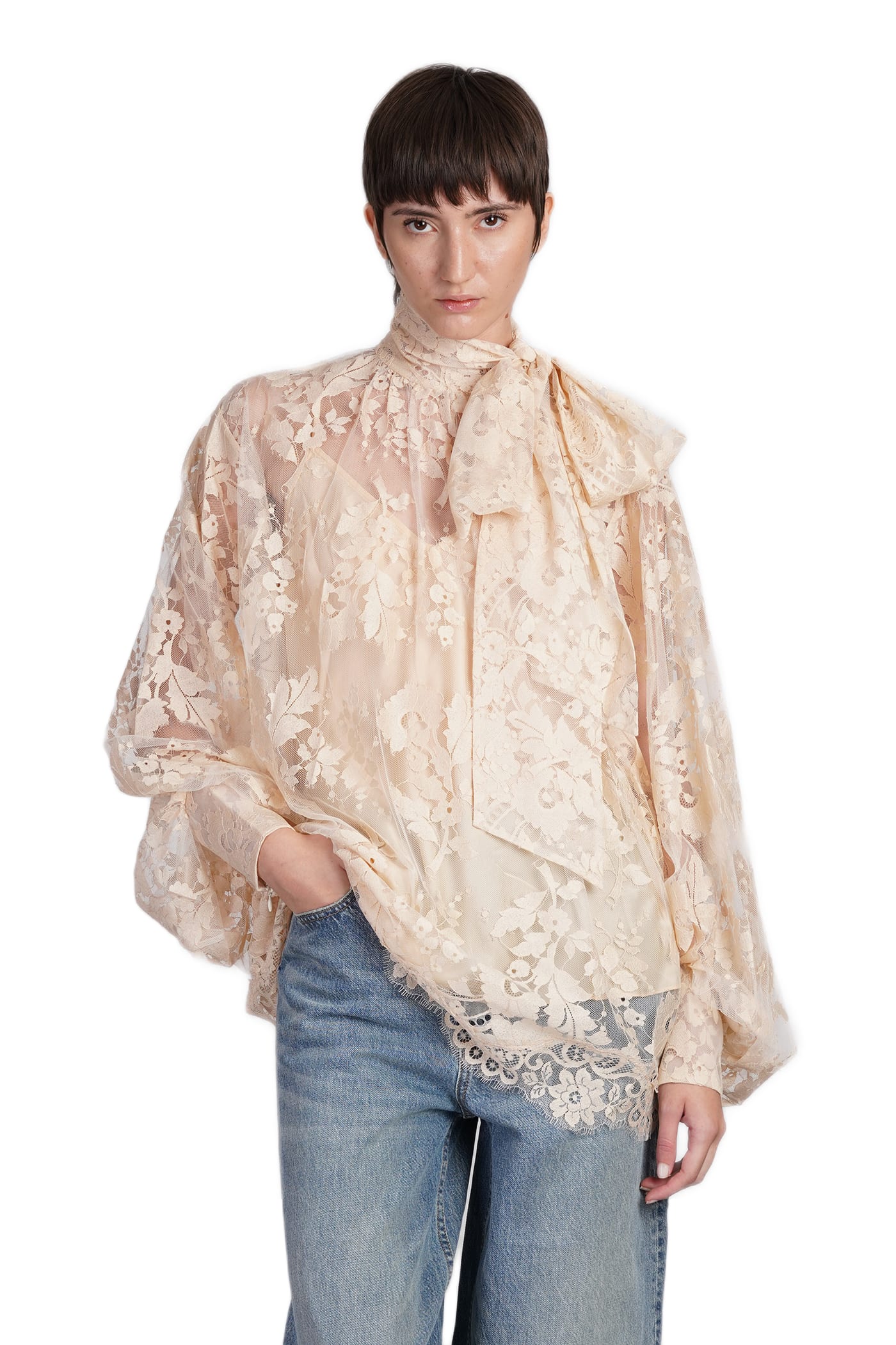Tシャツ・カットソー Zimmermann FW25 LACE TUNIC BLOUSE (3421TSS253 CRM) Lace Tunic Black Online | Zimmermann