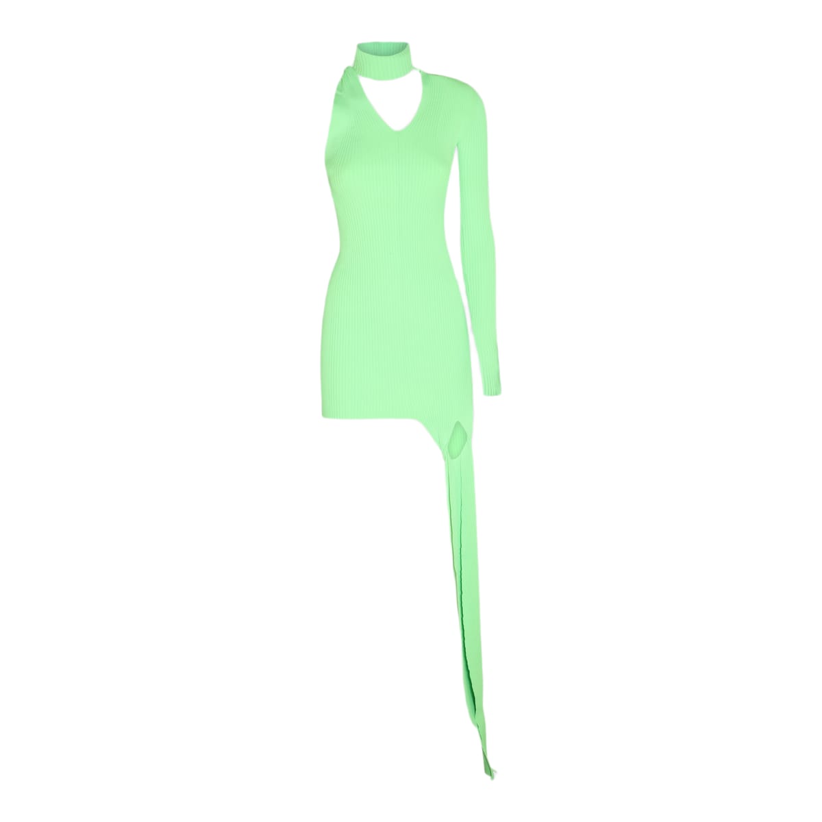 green neon asymmetric mini dress