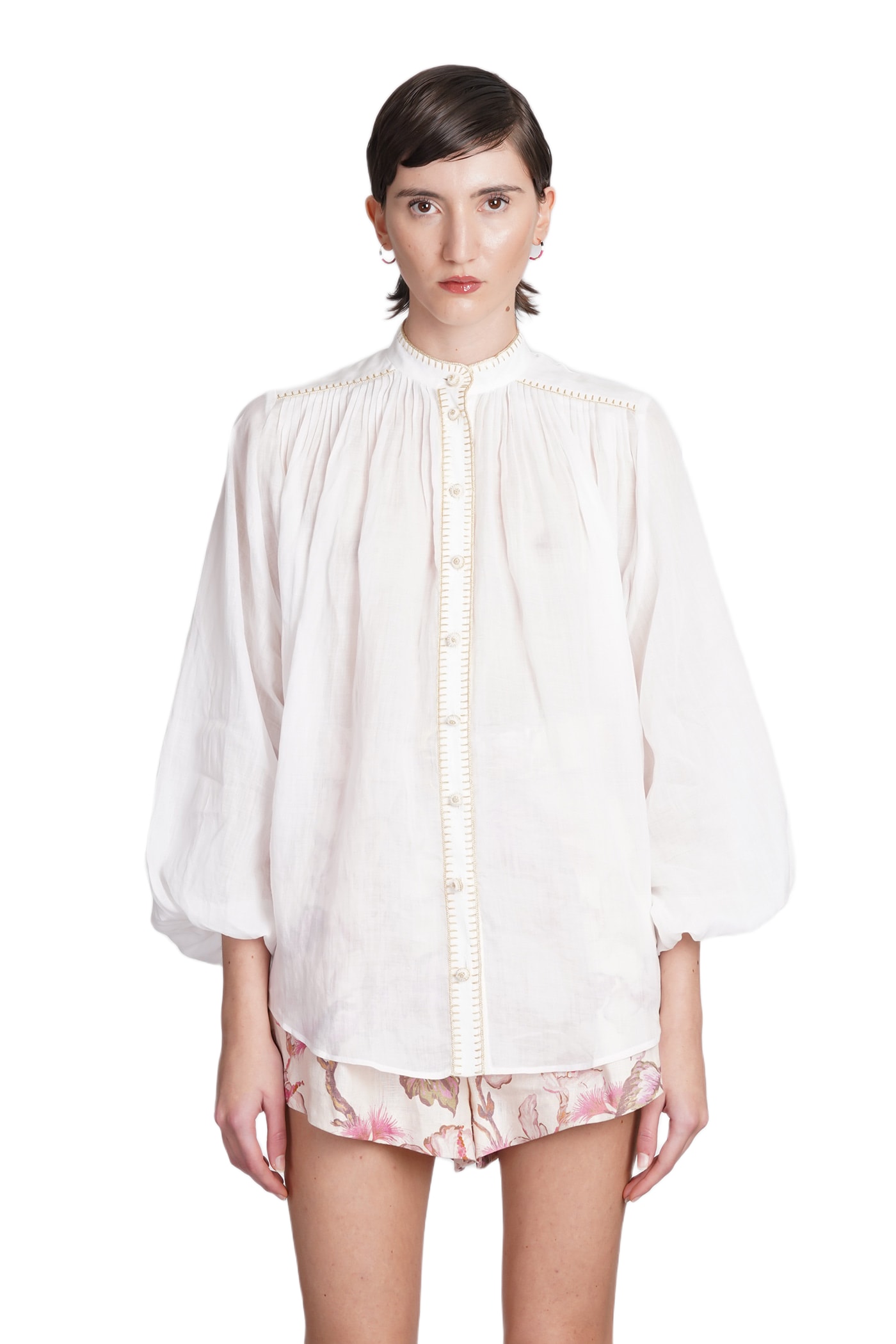 Tシャツ・カットソー Zimmermann SS24 \"JUNIE BILLOW\" SHIRT (8832TRS243_IVORY) Zimmermann 'junie Billow' Shirt | italist