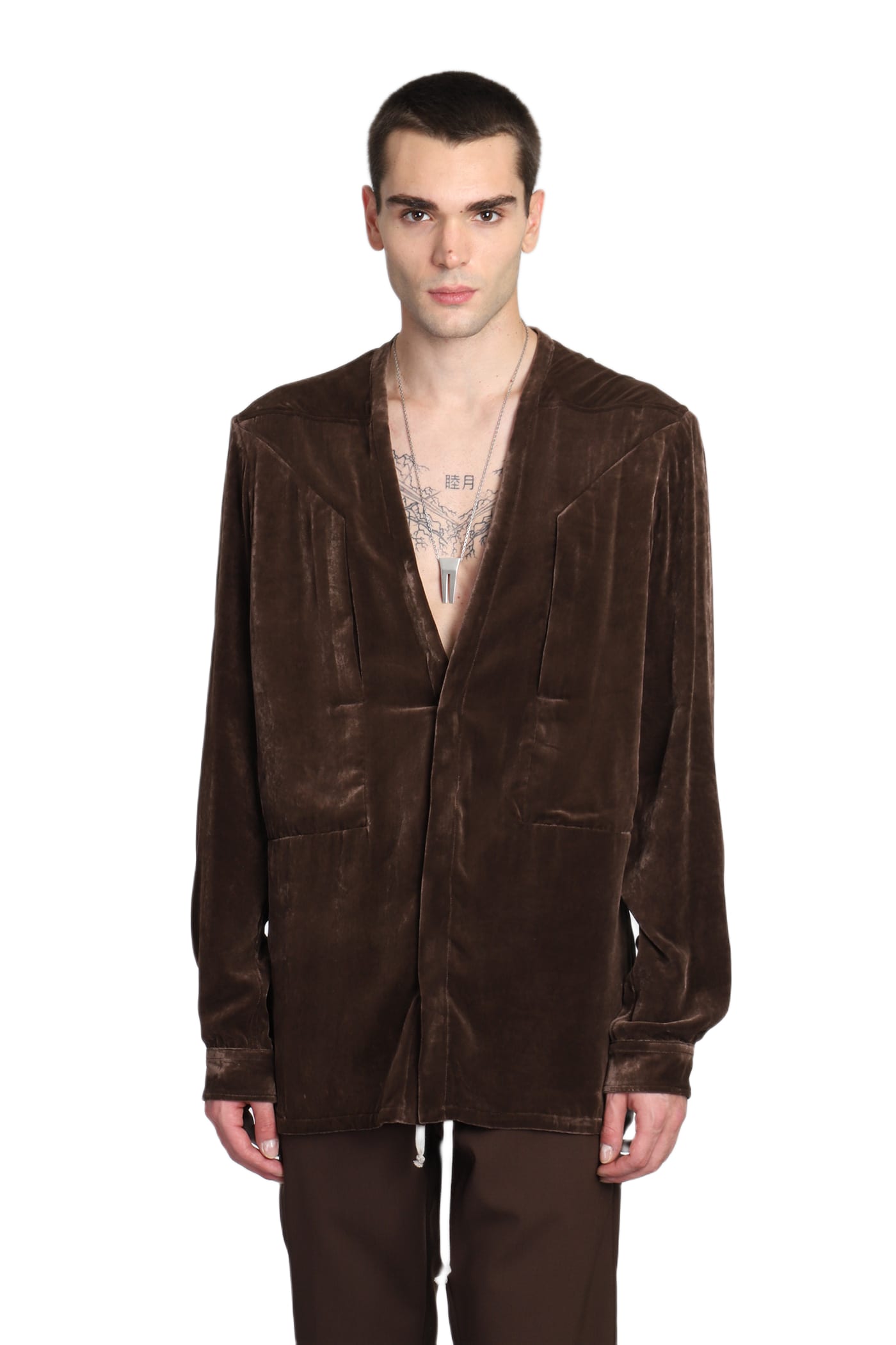 Rick Owens Fogpocket Sec Larry Casual Jacket In Brown